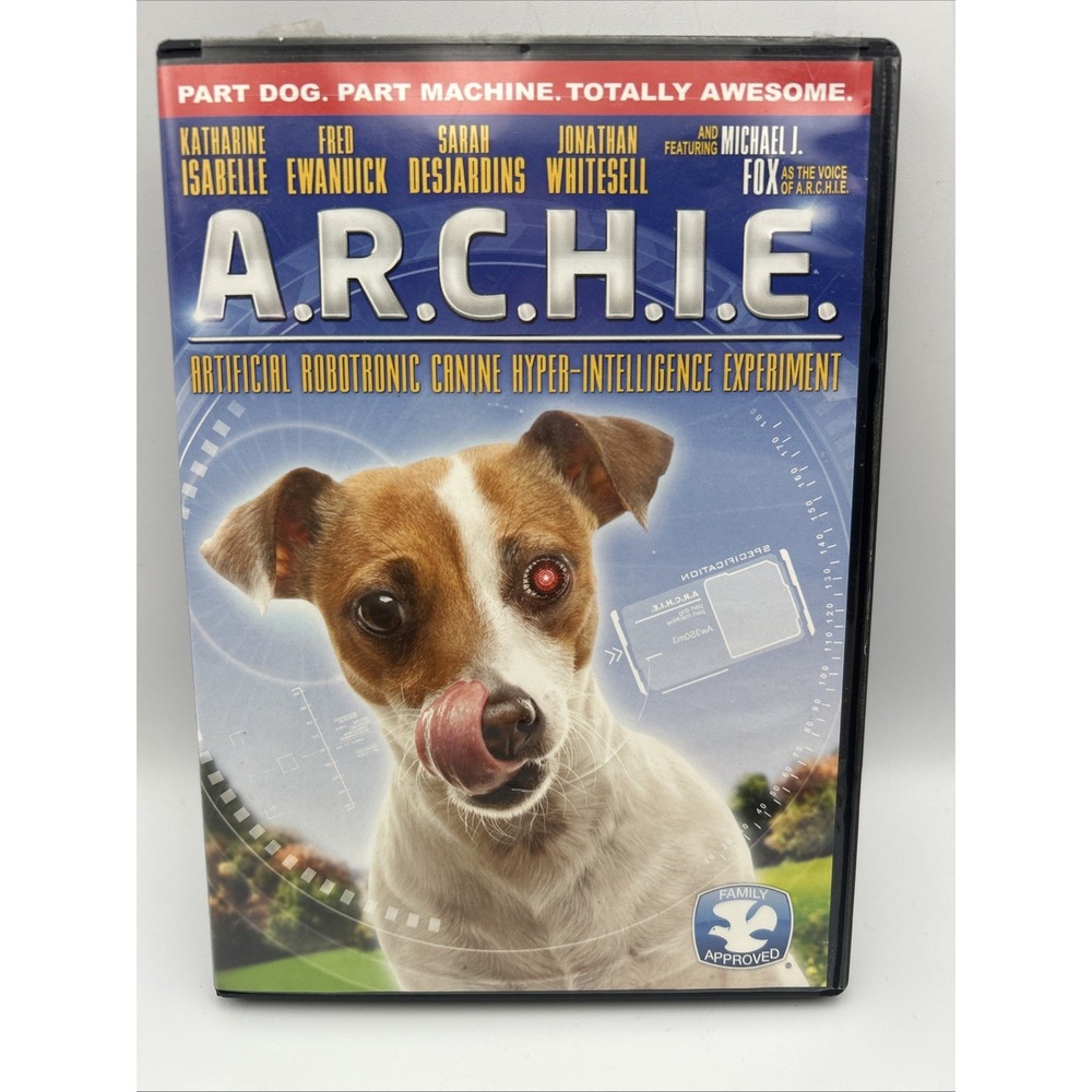 A.R.C.H.I.E. DVD Bionic Talking Dog AI Robot Movie Archie 2016 Micheal J. Fox